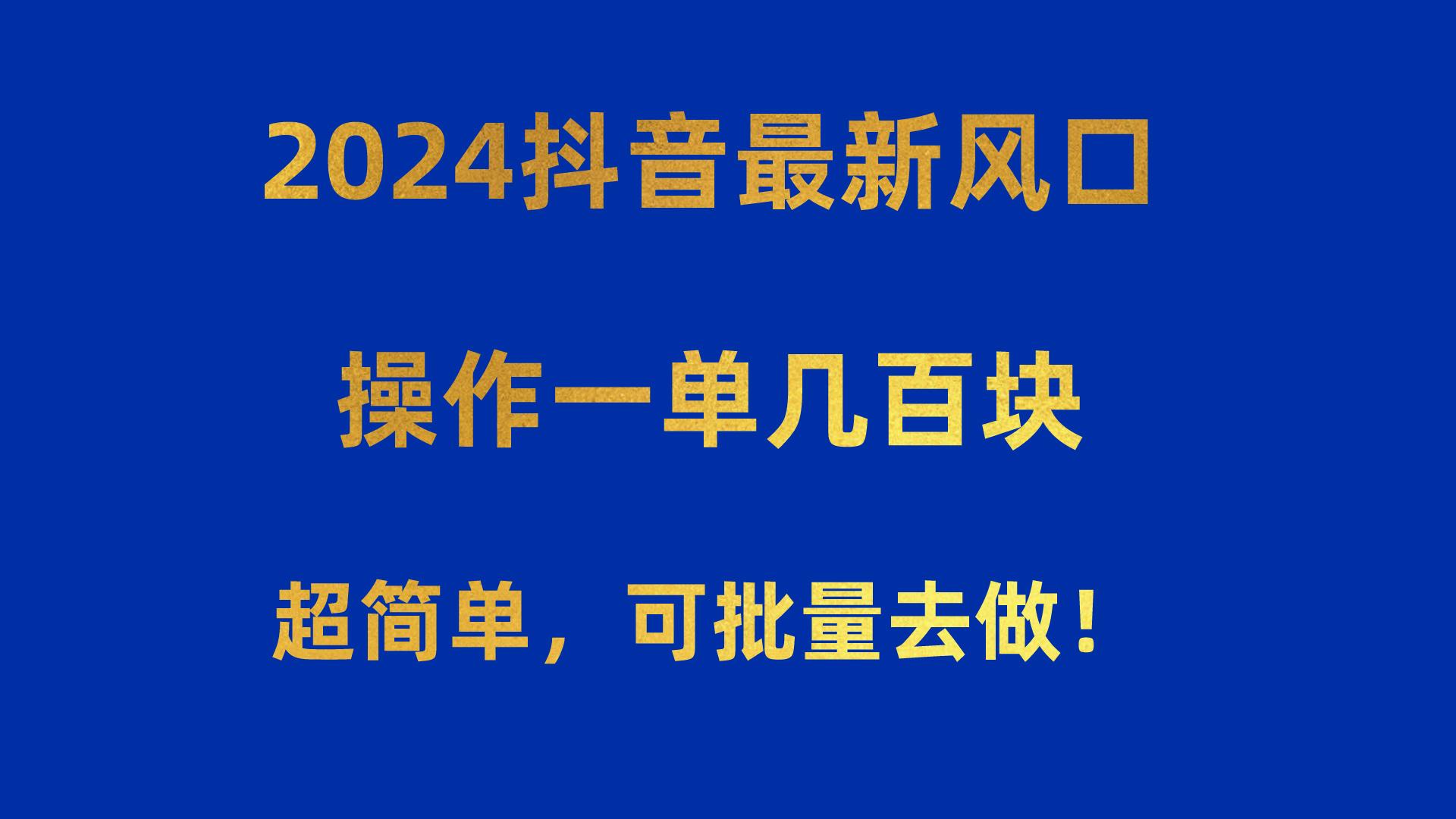 2024抖音最新风口！操作一单几百块！超简单，可批量去做！！！-我爱自学网