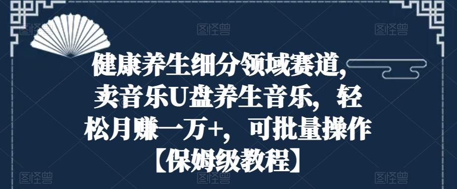 健康养生细分领域赛道，卖音乐U盘养生音乐，轻松月赚一万+，可批量操作【保姆级教程】-我爱自学网