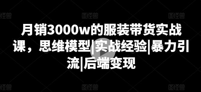 月销3000w的服装带货实战课，思维模型|实战经验|暴力引流|后端变现-我爱自学网