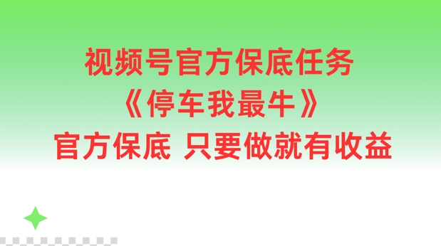 视频号官方保底任务，停车我最牛，官方保底只要做就有收益【揭秘】-我爱自学网
