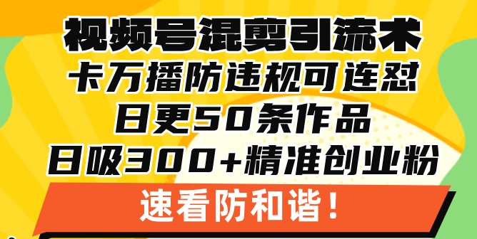 视频号混剪引流技术，500万播放引流17000创业粉，操作简单当天学会-我爱自学网