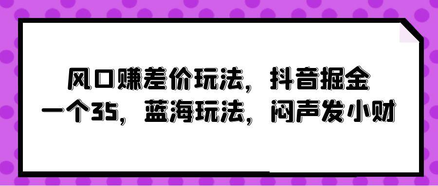 (10022期)风口赚差价玩法，抖音掘金，一个35，蓝海玩法，闷声发小财-我爱自学网
