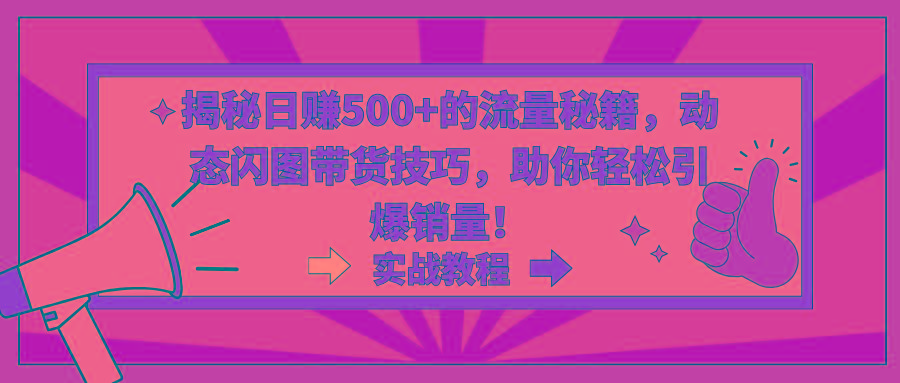 揭秘日赚500+的流量秘籍，动态闪图带货技巧，助你轻松引爆销量！-我爱自学网