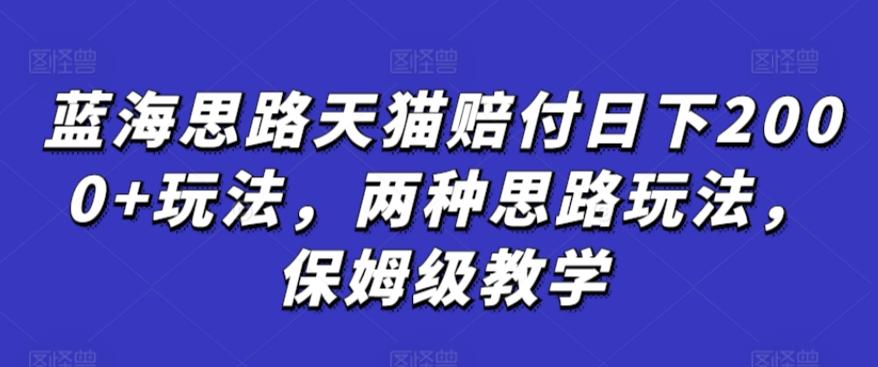 蓝海思路天猫赔付日下2000+玩法，两种思路玩法，保姆级教学【仅揭秘】-我爱自学网