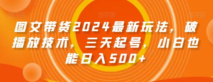 图文带货2024最新玩法，破播放技术，三天起号，小白也能日入500+【揭秘】-我爱自学网
