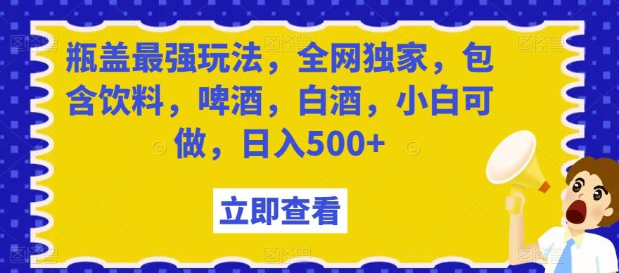 瓶盖最强玩法，全网独家，包含饮料，啤酒，白酒，小白可做，日入500+【揭秘】-我爱自学网