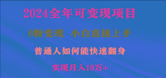 2024全年可变现项目，一天收益至少2000+，小白上手快，普通人就要利用互…-我爱自学网
