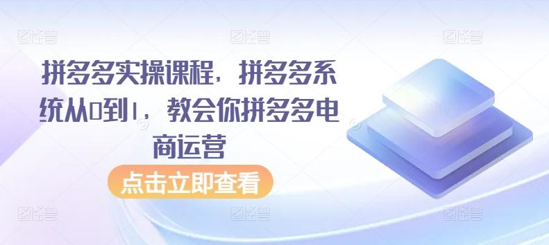 拼多多实操课程，拼多多系统从0到1，教会你拼多多电商运营-我爱自学网