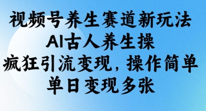 视频号养生赛道新玩法，AI古人养生操，疯狂引流变现，操作简单，单日变现多张-我爱自学网