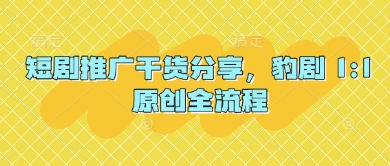 短剧推广干货分享，豹剧 1:1原创全流程-我爱自学网