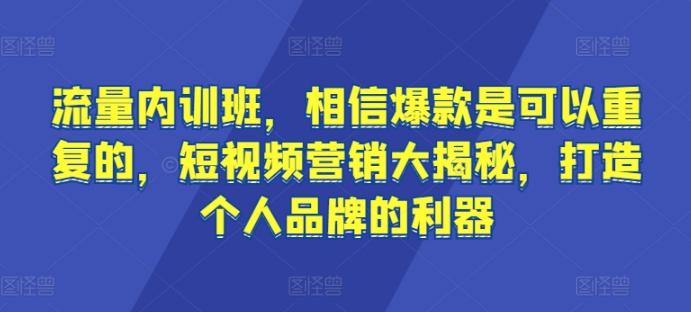 流量内训班，相信爆款是可以重复的，短视频营销大揭秘，打造个人品牌的利器-我爱自学网