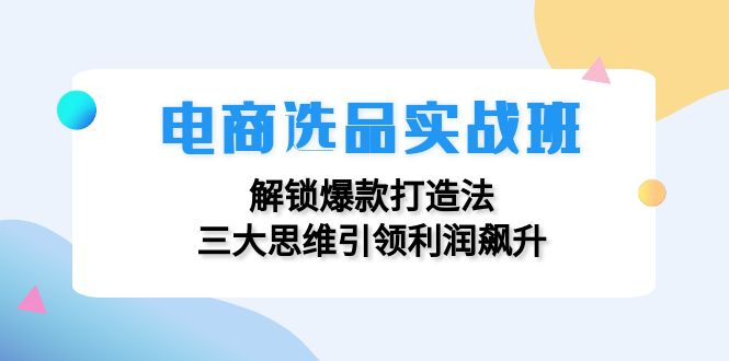 电商选品实战班：解锁爆款打造法，三大思维引领利润飙升-我爱自学网