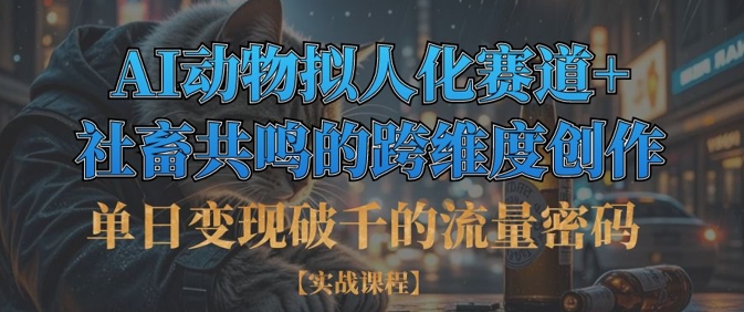 单日变现破千的流量密码，AI动物拟人化赛道+社畜共鸣的跨维度创作-我爱自学网