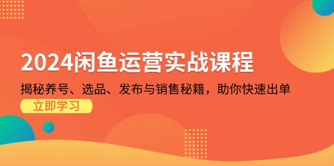 2024闲鱼运营实战课程：揭秘养号、选品、发布与销售秘籍，助你快速出单-我爱自学网
