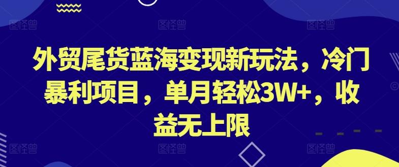 外贸尾货蓝海变现新玩法，冷门暴利项目，单月轻松3W+，收益无上限【揭秘】-我爱自学网
