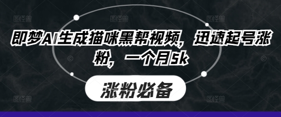 即梦AI生成猫咪黑帮视频，迅速起号涨粉，一个月5k-我爱自学网