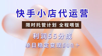 快手小店代运营，限时托管计划，收益55分，单日稳定变现多张【揭秘】-我爱自学网