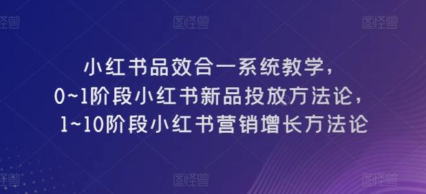 小红书品效合一系统教学，​0~1阶段小红书新品投放方法论，​1~10阶段小红书营销增长方法论-我爱自学网