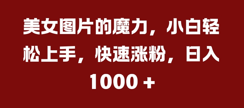 美女图片的魔力，小白轻松上手，快速涨粉，日入几张【揭秘】-我爱自学网