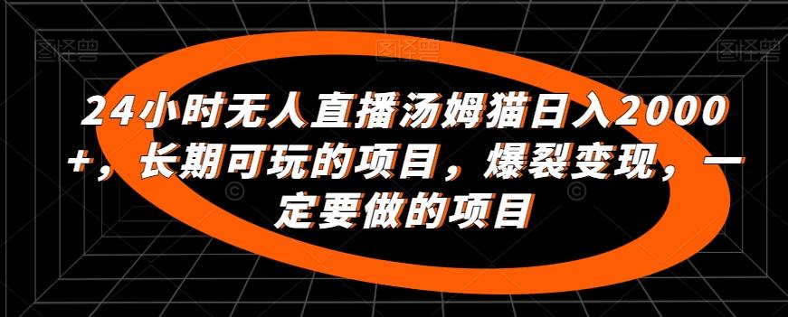 24小时无人直播汤姆猫日入2000+，长期可玩的项目，爆裂变现，一定要做的项目【揭秘】-我爱自学网