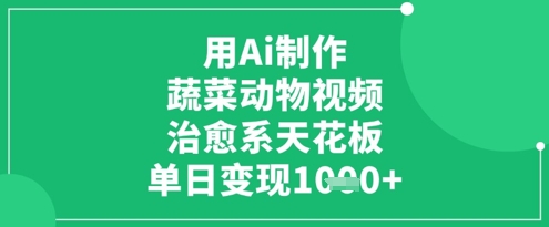 用Ai制作蔬菜动物视频，治愈系天花板，单日变现1k-我爱自学网