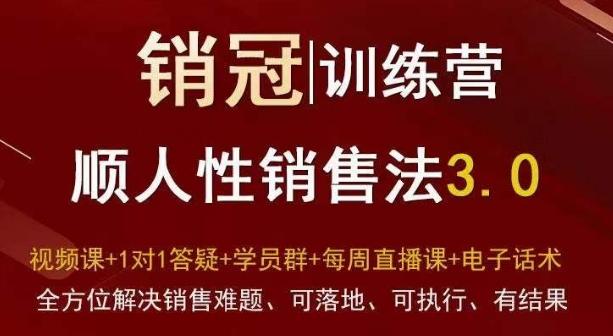 爆款！销冠训练营3.0之顺人性销售法，全方位解决销售难题、可落地、可执行、有结果-我爱自学网