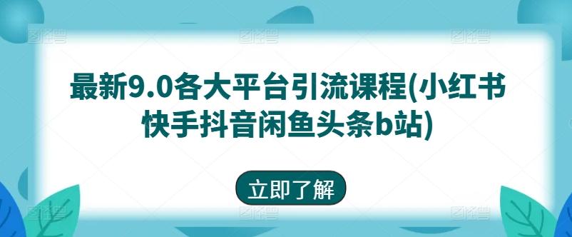 最新9.0各大平台引流课程(小红书快手抖音闲鱼头条b站)-我爱自学网