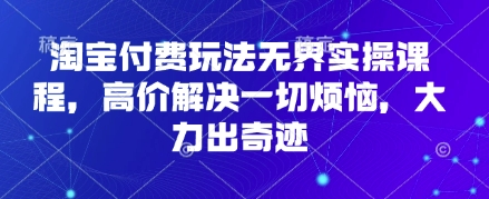 淘宝付费玩法无界实操课程，高价解决一切烦恼，大力出奇迹-我爱自学网