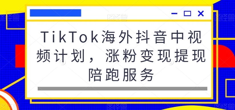 TikTok海外抖音中视频计划，涨粉变现提现陪跑服务-我爱自学网