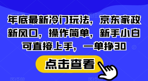 年底最新冷门玩法，京东家政新风口，操作简单，新手小白可直接上手，一单挣30【揭秘】-我爱自学网