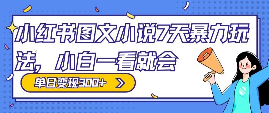 小红书图文小说7天暴力玩法，小白一看就会，单日变现300+-我爱自学网