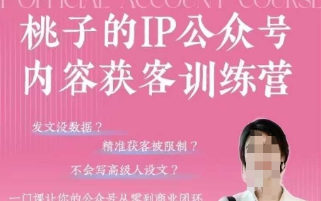 桃子IP公众号内容获客训练营(第3期)，一门让你公众号从0到商业闭环的课程-我爱自学网