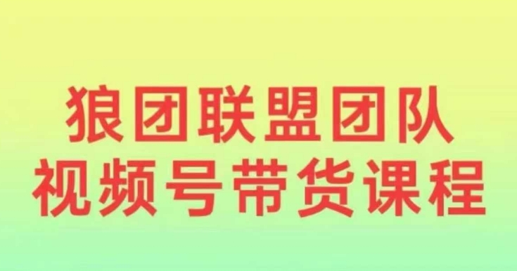 狼团联盟2024视频号带货，0基础小白快速入局视频号-我爱自学网
