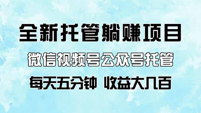全新托管躺赚项目，微信视频号公众号托管代运营，每天五分钟，收益大几百-我爱自学网