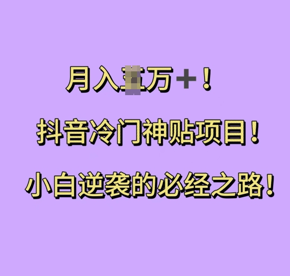 抖音冷门神贴项目，小白逆袭的必经之路，月入过W【揭秘】-我爱自学网