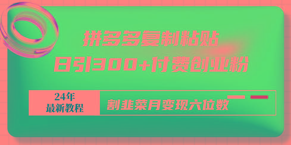 拼多多复制粘贴日引300+付费创业粉，割韭菜月变现六位数最新教程！-我爱自学网