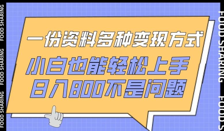 一份资料多种变现方式，小白也能轻松上手，日入800不是问题【揭秘】-我爱自学网