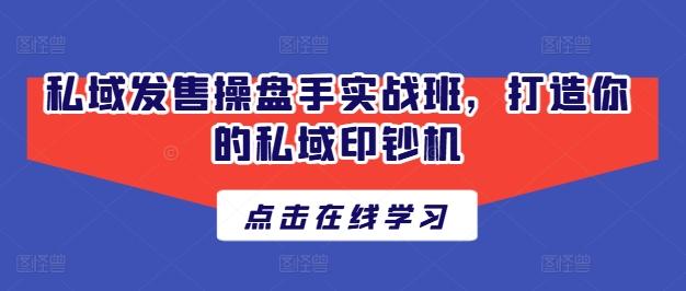 私域发售操盘手实战班，打造你的私域印钞机-我爱自学网