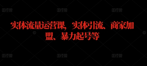 实体流量运营课，实体引流、商家加盟、暴力起号等-我爱自学网