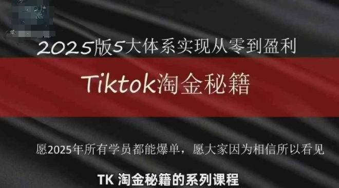 TikTok跨境2025淘金秘籍，​2025TikTok从0到盈利变现-我爱自学网