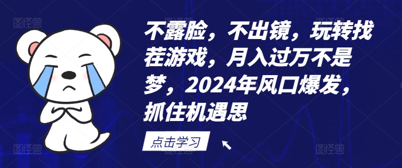 不露脸，不出镜，玩转找茬游戏，月入过万不是梦，2024年风口爆发，抓住机遇【揭秘】-我爱自学网