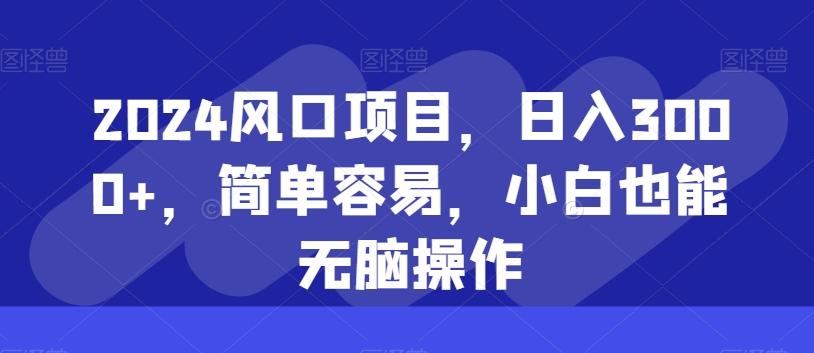 2024风口项目，日入3000+，简单容易，小白也能无脑操作-我爱自学网