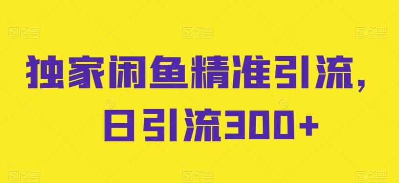 独家闲鱼精准引流，日引流300+【揭秘】-我爱自学网