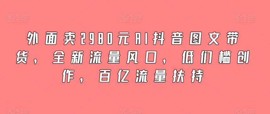 外面卖2980元AI抖音图文带货，全新流量风口，低们槛创作，百亿流量扶持-我爱自学网