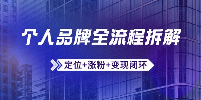 个人品牌全流程拆解：定位+涨粉+变现闭环，微信生态运营与资源整合-我爱自学网