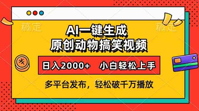 AI一键生成动物搞笑视频，多平台发布，轻松破千万播放，日入2000+，小…-我爱自学网