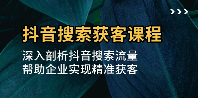 抖音搜索获客课程：深入剖析抖音搜索流量，帮助企业实现精准获客-我爱自学网