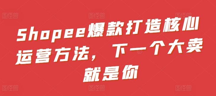 Shopee爆款打造核心运营方法，下一个大卖就是你-我爱自学网