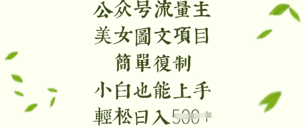 流量主长期收益项目，美女图片简单复制，小白也能上手，轻松日入5张-我爱自学网