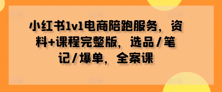 小红书1v1电商陪跑服务，资料+课程完整版，选品/笔记/爆单，全案课-我爱自学网